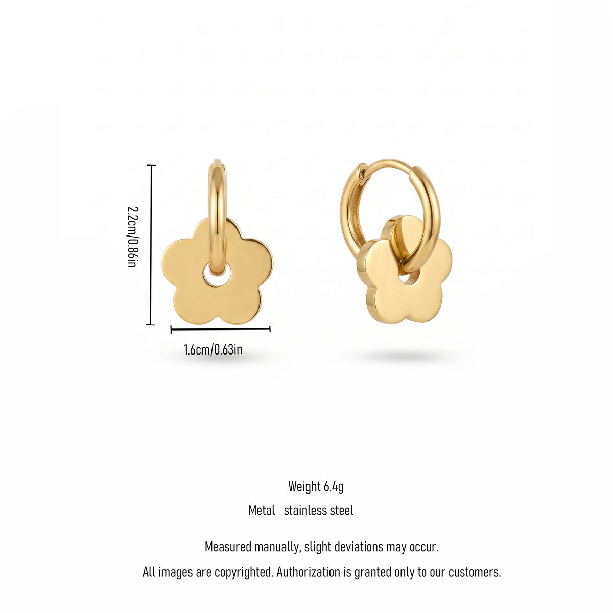 QIAOREN 13969 Stainless Steel Flower Hoop Earrings Gold Floral Huggie Earrings Minimalist Dainty Jewelry for Women
