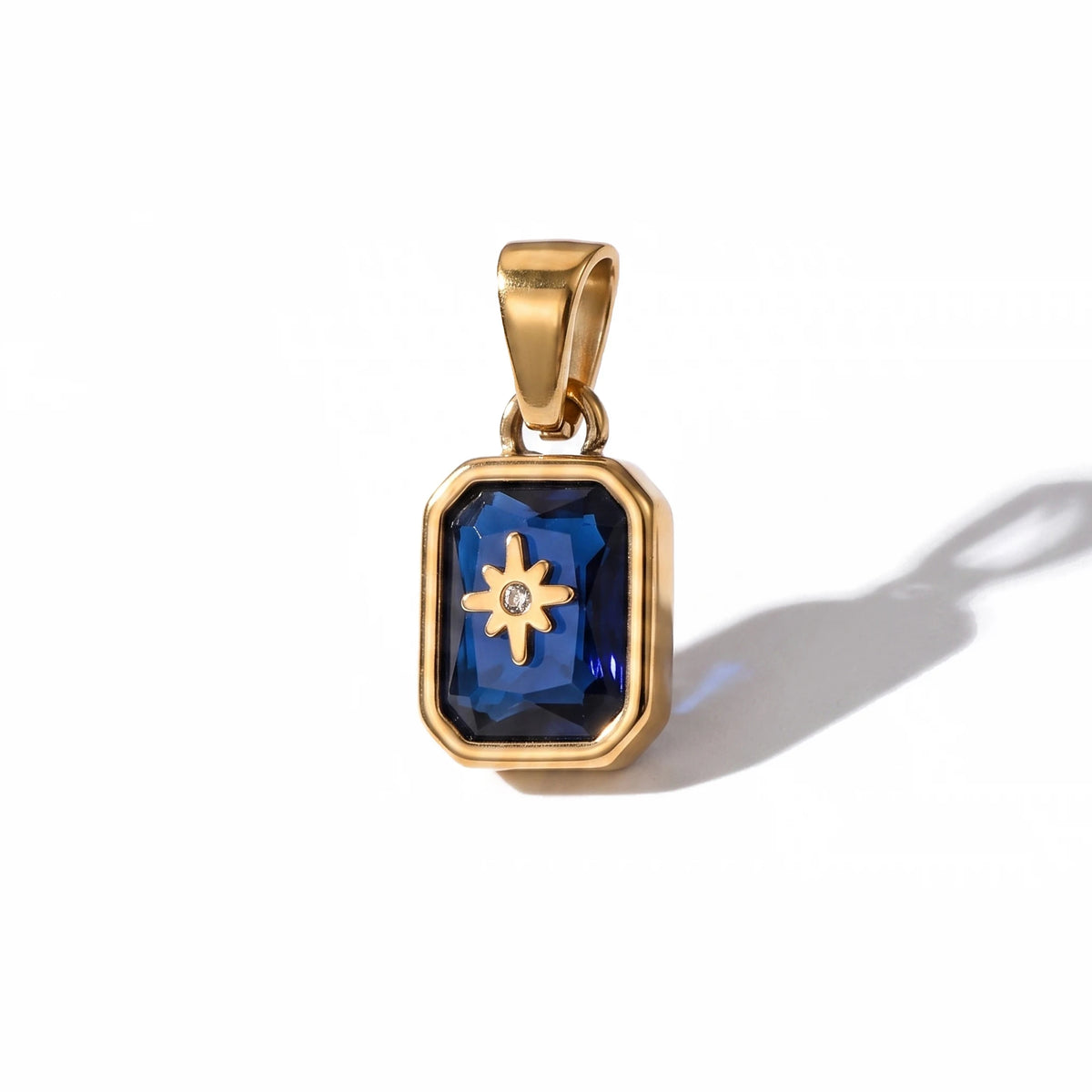 QIAOREN 13882-93 Polished Gold Vintage Birthstone Rectangle Charm for Necklace Making DIY Jewelry Gift