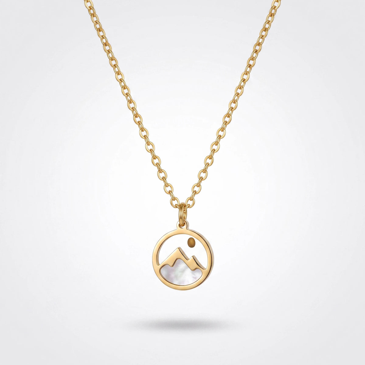 QIAOREN 13422 Stainless Steel Mountain Pendant Necklace Minimalist Nature Jewelry Outdoor Hiking Jewelry for Women