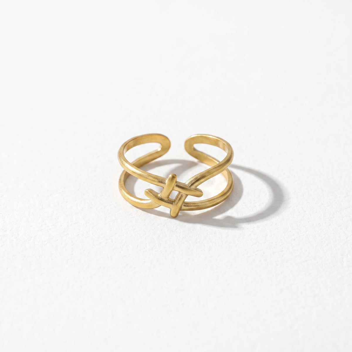 QIAOREN 14207-20 Abstract Flower Open Ring Set, Irregular Textured Adjustable Stackable Ring Jewelry Gift for Daily Outfits