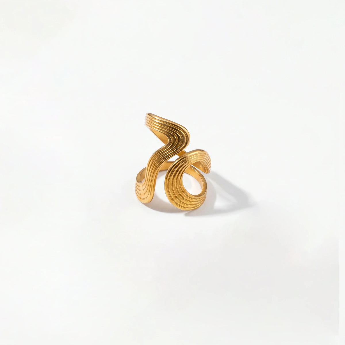 QIAOREN 10708 TRUST GOD Engraved Gold Ring Set - 5Pcs Hypoallergenic Stainless Steel Open Rings