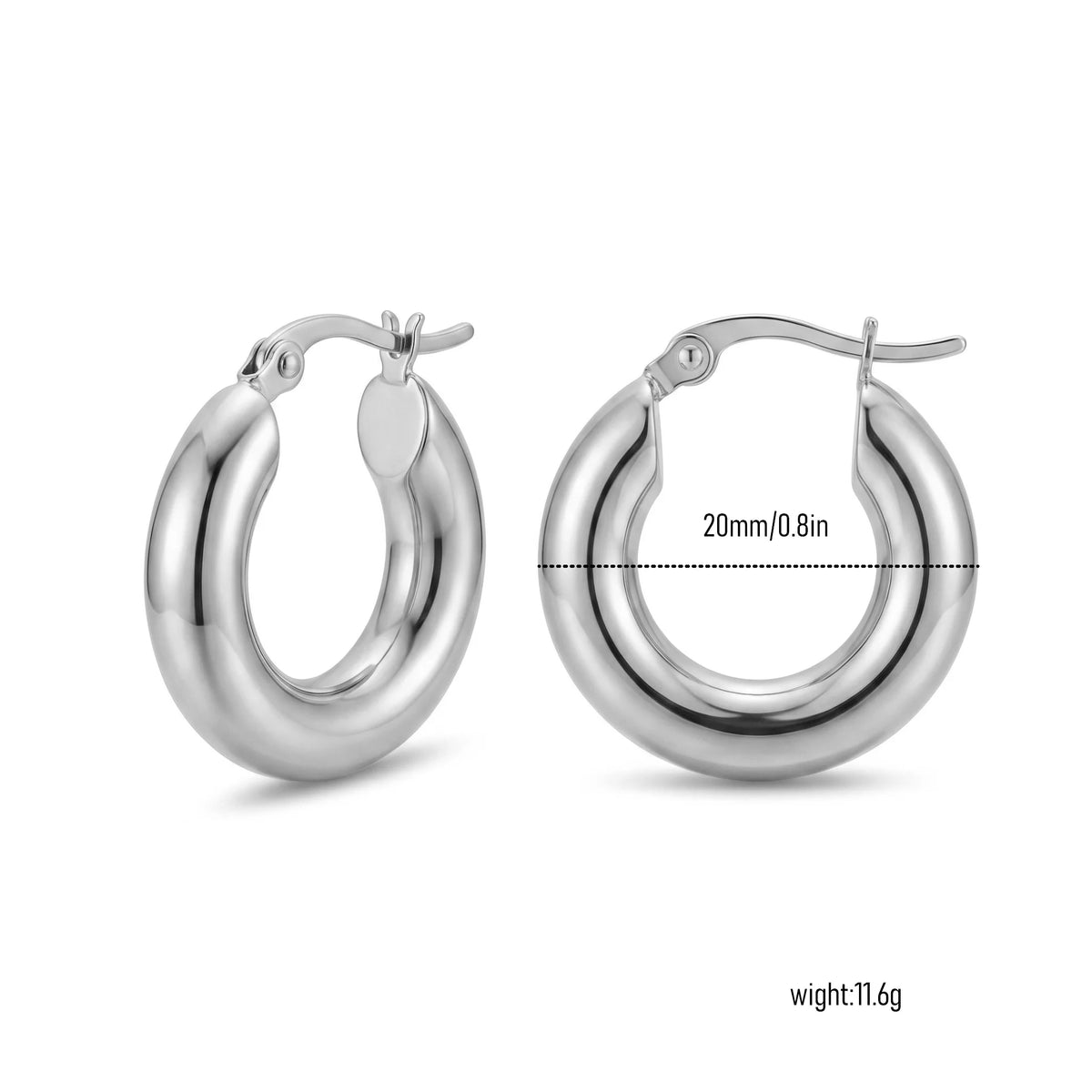 QIAOREN New  18K Gold Plated Stainless Steel Women Zircon  Hoop Earrings Set Fashion Jewelry Clip Stud Earrings