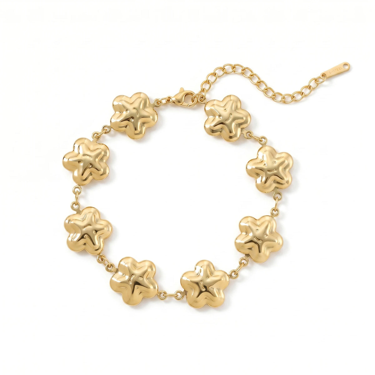 QIAOREN 12065 18K Gold Plated Stainless Steel Beaded Bracelet Zircon Adjustable Extension Chain Women's Elegant Daily Jewelry