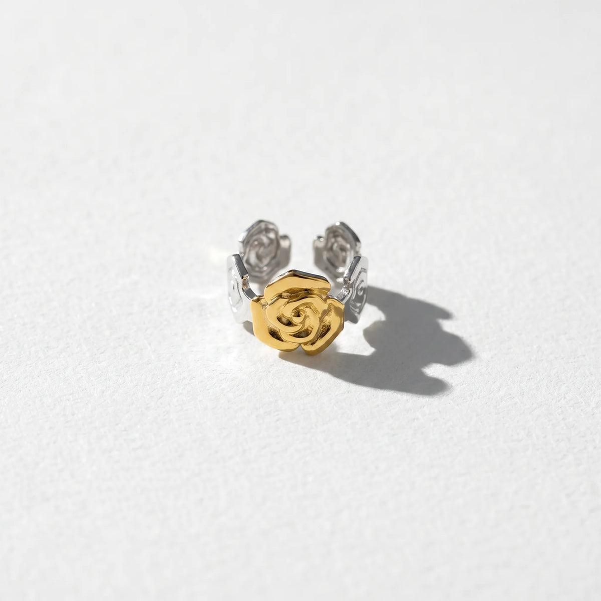 QIAOREN 12943-47 18K Gold Plated 316L Stainless Steel Two Tone Snake Star Adjustable Rings Set Tarnish Free Waterproof Jewelry