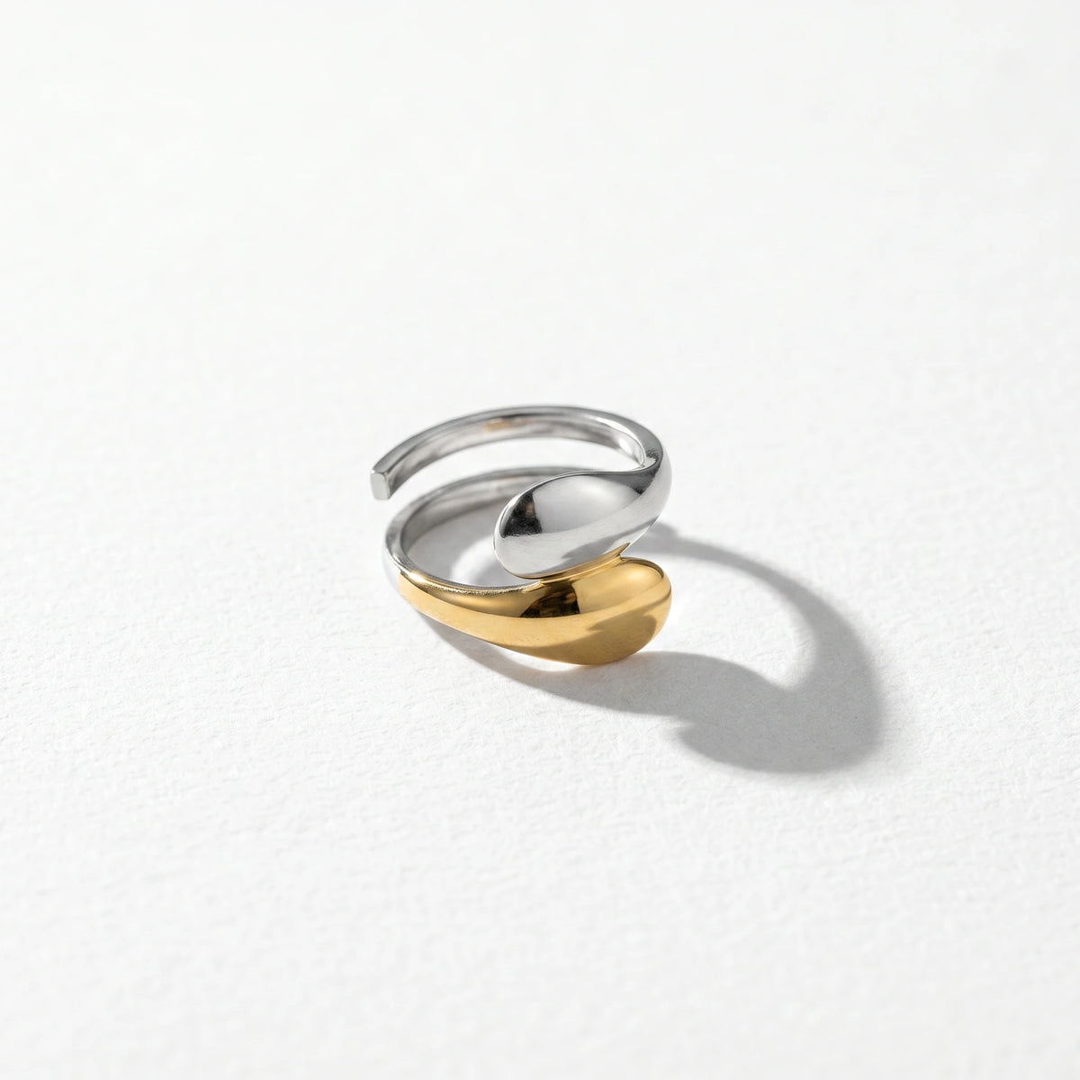 QIAOREN 12998-01 Gold Silver Plated Adjustable Open Stack Ring Set for Women Minimalist Geometric Statement Rings