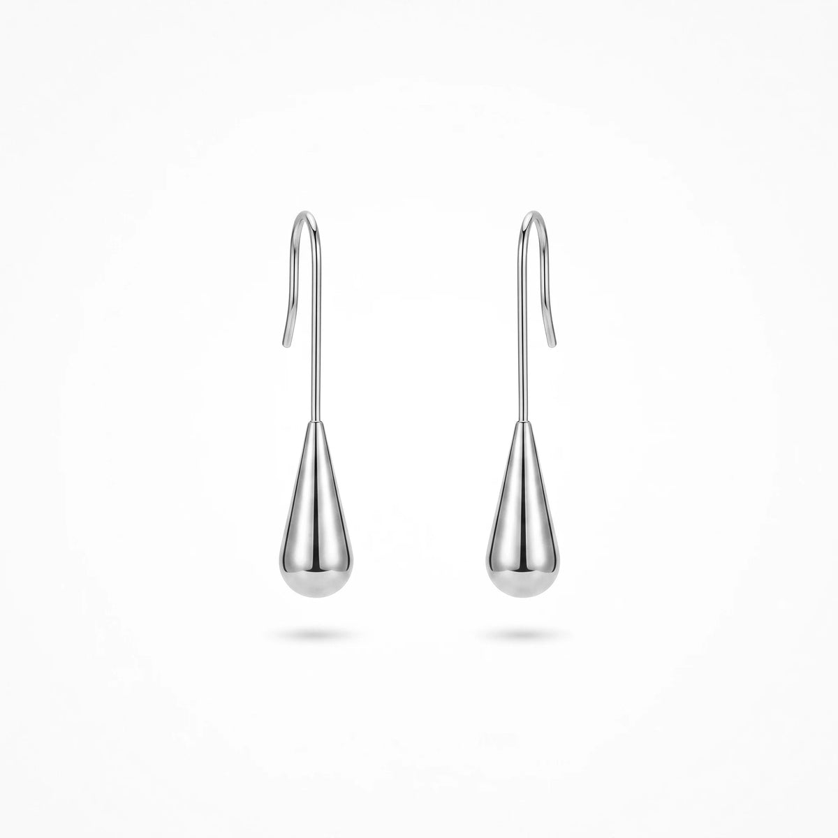 QIAOREN 12762 Stainless Steel Gold Teardrop Drop Earrings Long Wire Hook Smooth Water Dangle Minimalist Women Daily Jewelry Gift
