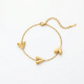QIAOREN 12890 18K Gold Plated Puffy Heart Bracelet, Waterproof Tarnish Free Stainless Steel Heart Charm Bracelet for Women