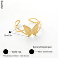 QIAOREN 14108 Stainless Steel Butterfly Open Cuff Bracelet Waterproof Hypoallergenic Jewelry OEM ODM