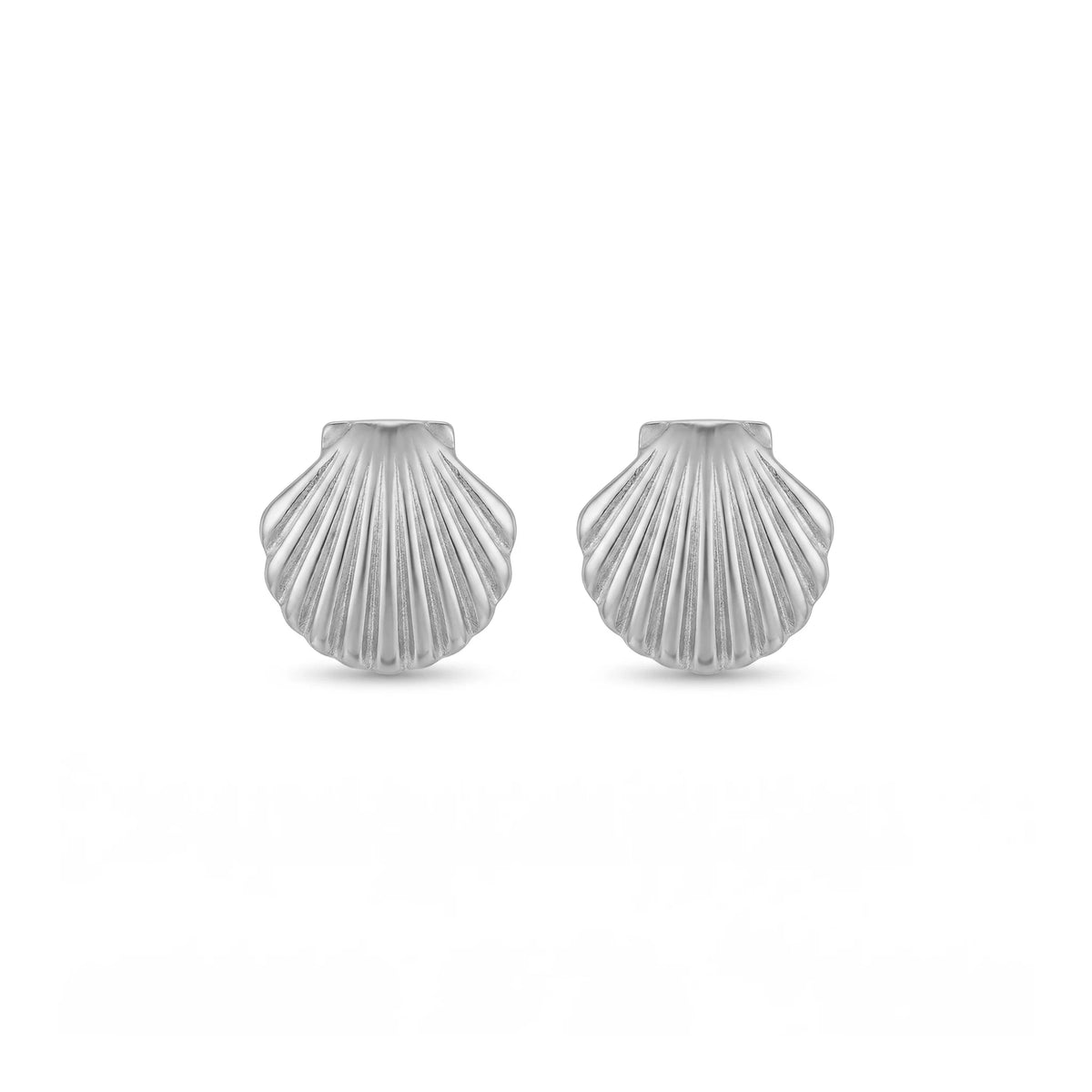 QIAOREN 11864 Waterproof Tarnish Free Stainless Steel Shell Stud Earrings Gold Textured Scallop Sea Shell Ocean Jewelry Women US