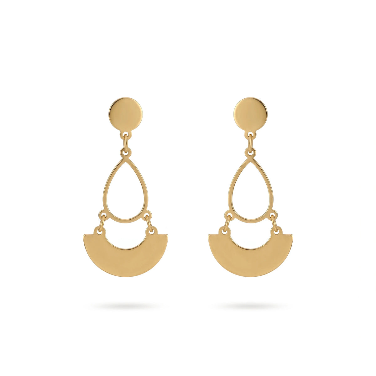 QIAOREN11862 Trendy Boho Geometric Teardrop Semi-Circle Dangle Earrings Stainless Steel Gold Layered Drop Jewelry for Women US