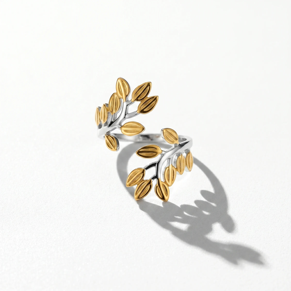 QIAOREN 12959-63 18K Gold Plated 316L Stainless Steel Two Tone Snake Star Adjustable Rings Set Tarnish Free Waterproof Jewelry