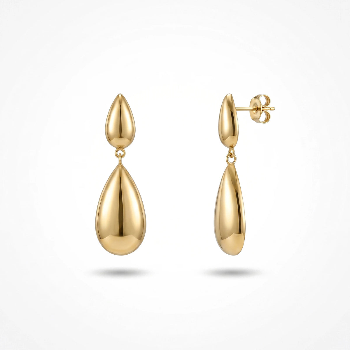 QIAOREN 13840 Gold Water Drop Stainless Steel Earrings Minimalist Waterproof Hypoallergenic Statement Jewelry Women