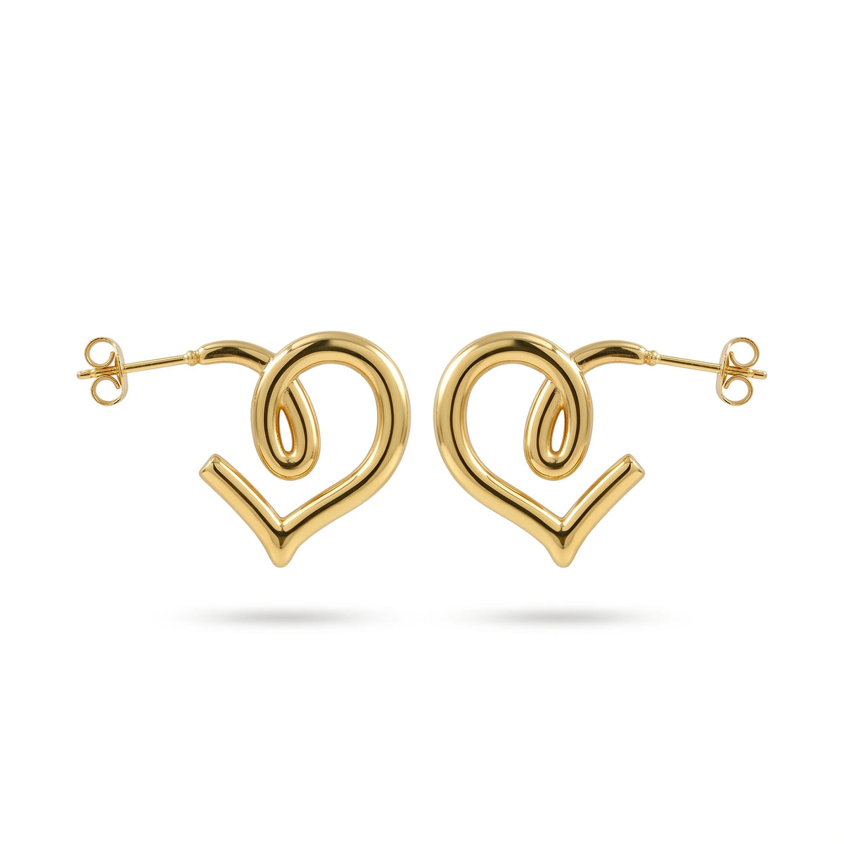 QIAOREN 12394 Waterproof Tarnish Free Infinity Knot Heart Earrings 18K Gold Plated Stainless Steel Sleek Swirl C-Hoops Party