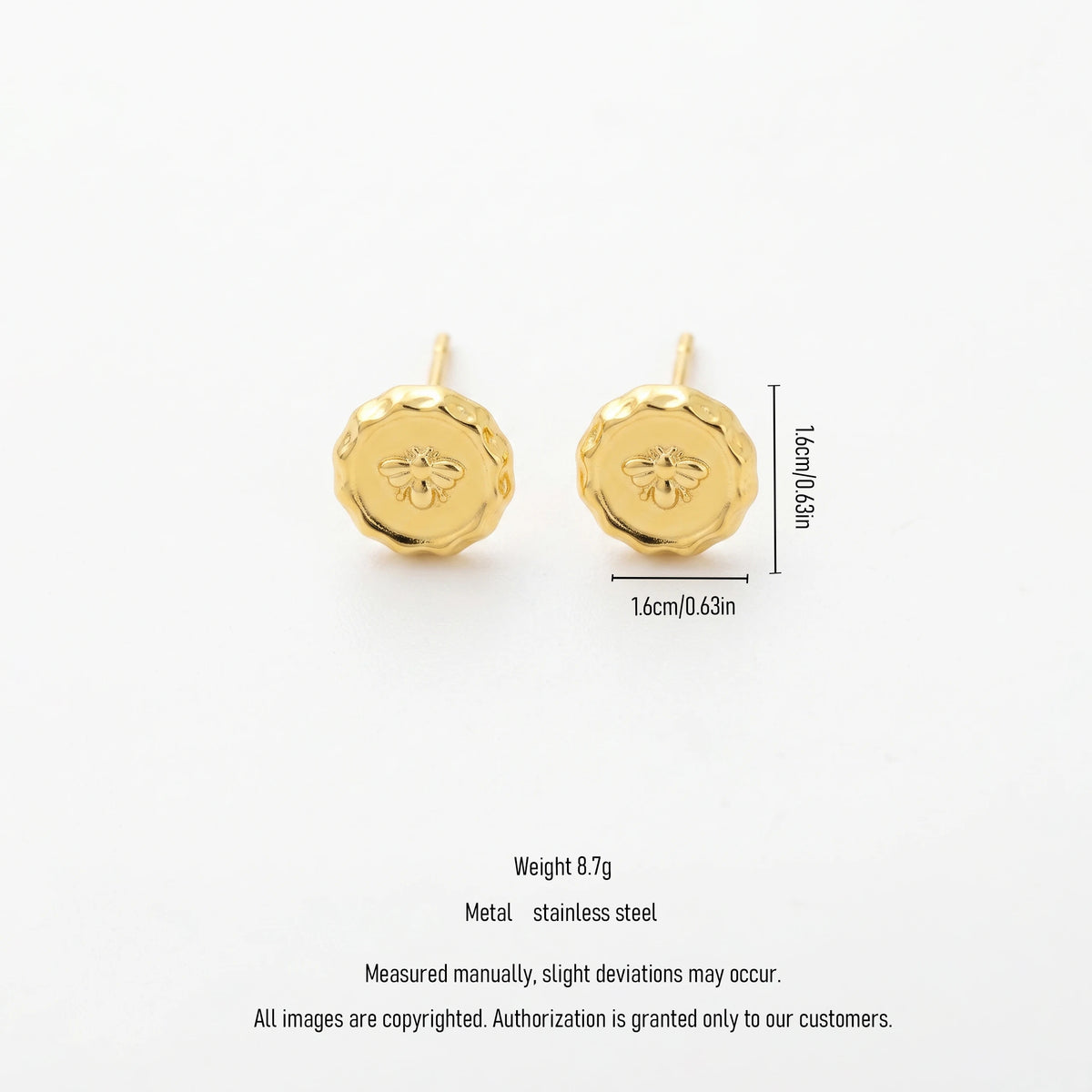 QIAOREN 13246 18K Gold PVD Plated Stainless Steel Plumeria Stud Earrings Polished Five Petal Flower Ear Studs