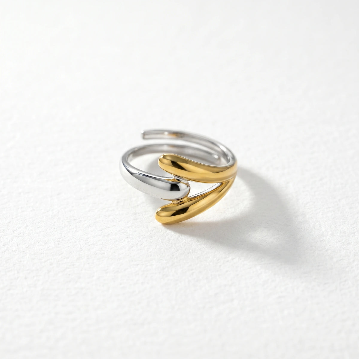 QIAOREN 13016-20 Gold Silver Plated Adjustable Open Stack Ring Set for Women Minimalist Geometric Statement Rings