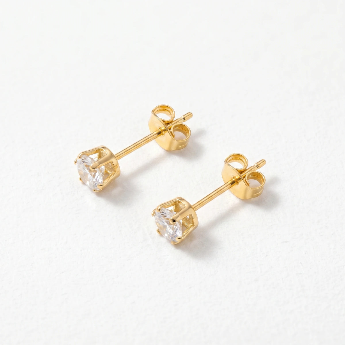 QIAOREN 13253 3 PCS Set 18K Gold Plated Stainless Steel 3 Pairs Star  & CZ Stud Earrings Set Hollow Solid Sea Shell Zircon