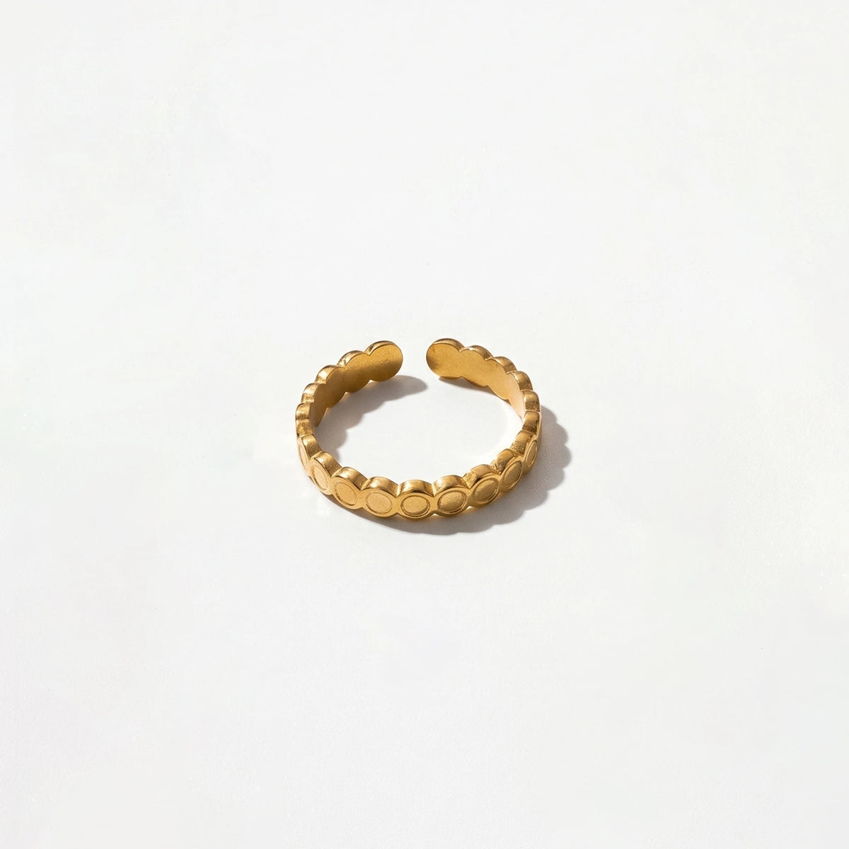 QIAOREN Stainless Steel 5Pcs Stackable Ring Set PVD Gold Plated Adjustable Open Jewelry for Women