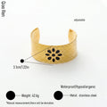 QIAOREN 14102-23 Stainless Steel Floral Wide Cuff Bracelet Adjustable Waterproof Hypoallergenic Jewelry OEM ODM