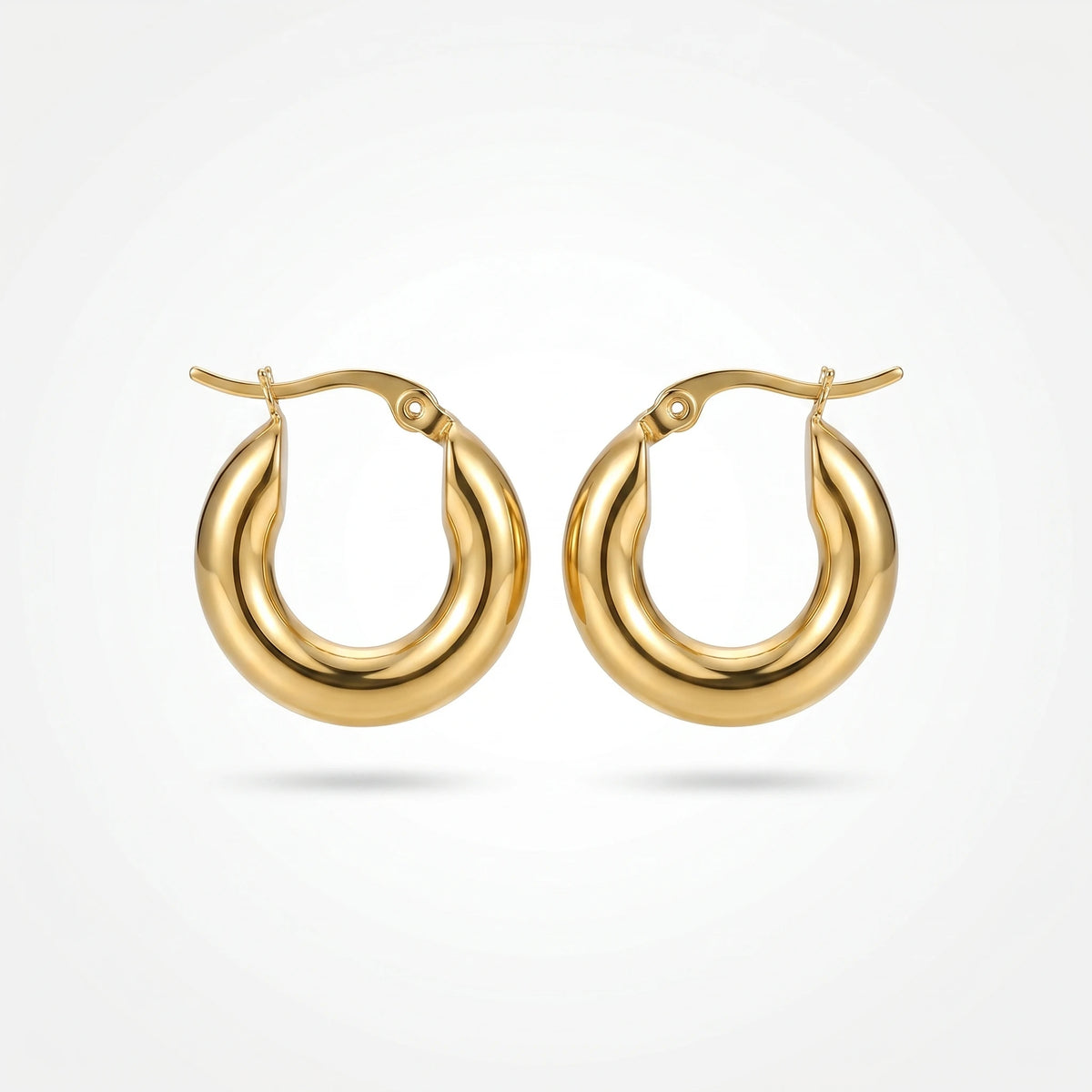 QIAOREN 12412 Waterproof Tarnish Free Chunky Balloon Hoops Gold Stainless Steel Puffy Bellied Teardrop French Clasp Earrings US