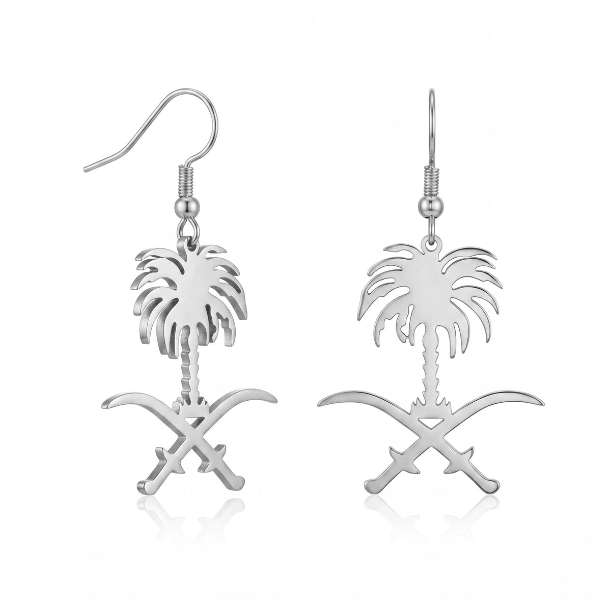 QIAOREN 10943 High Quality Women's Saudi Emblem Drop Stainless Steel 18K Gold Plated Tarnish Resistant Party Fashion Earrings