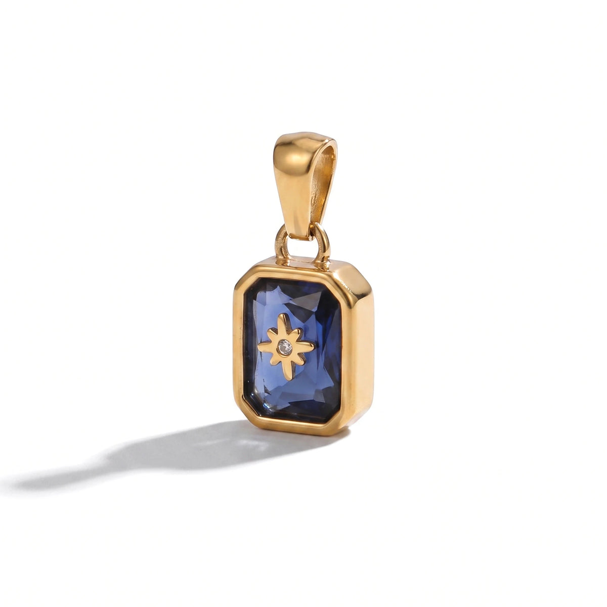 QIAOREN 13882-93 Polished Gold Vintage Birthstone Rectangle Charm for Necklace Making DIY Jewelry Gift