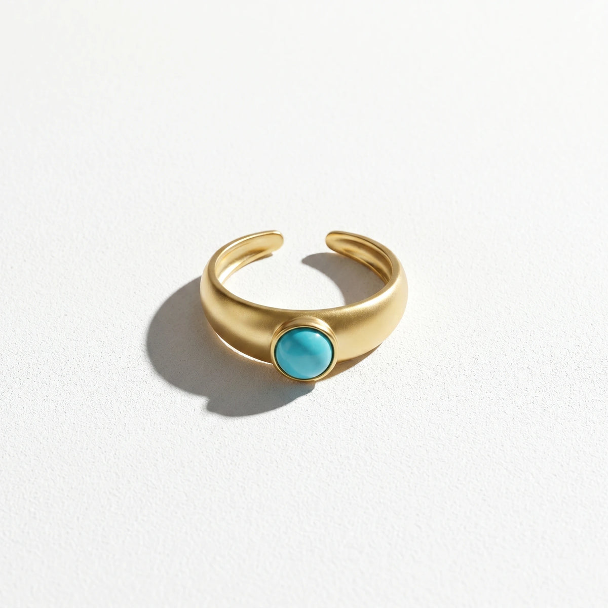 QIAOREN 5Pcs Gold Stainless Steel Turquoise Open Ring Set Irregular Hammered Crown Adjustable Boho Stackable Rings
