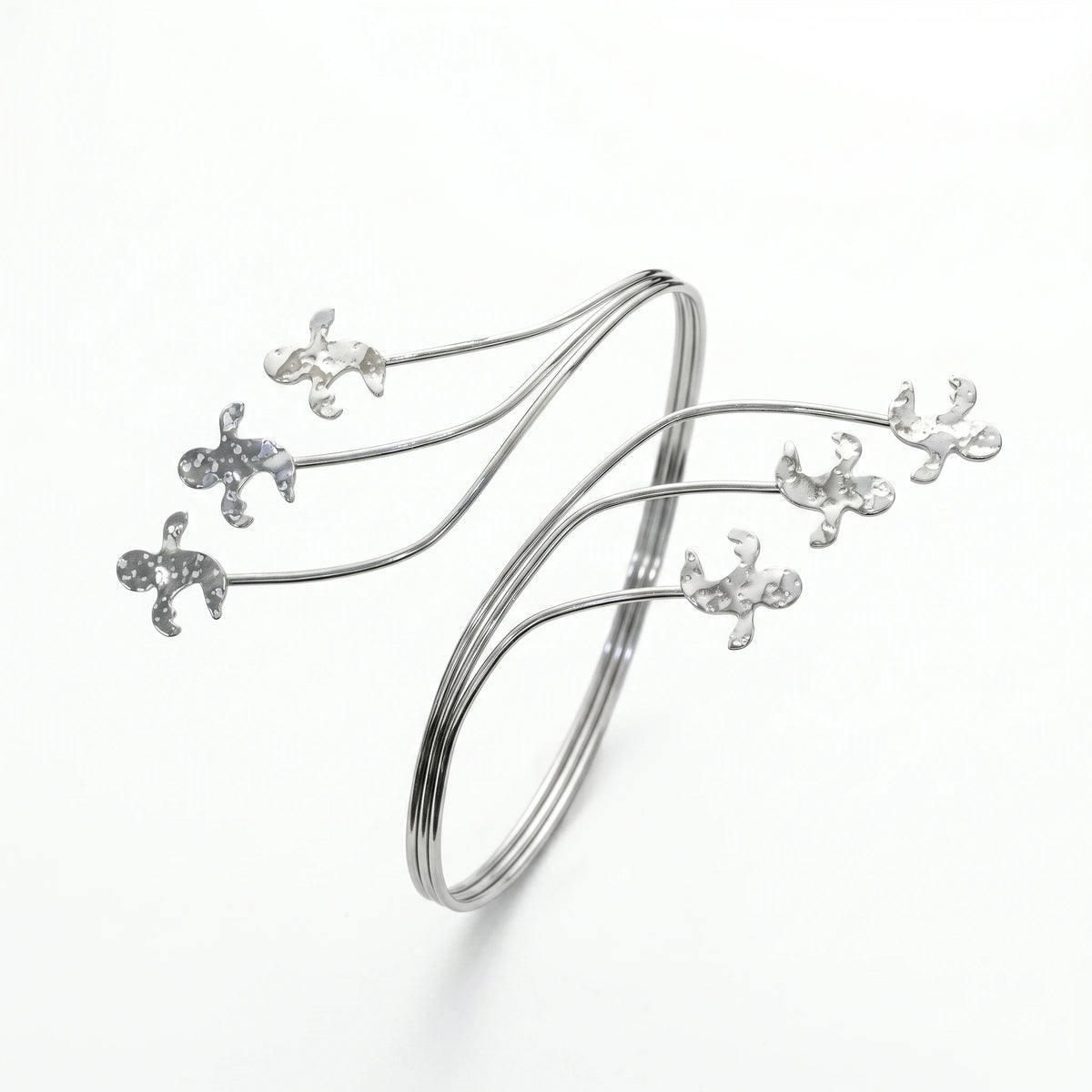 QIAOREN 12824 Silver Little People Upper Arm Bracelet Adjustable Fairycore Armlet Stainless Steel Multi Layer Festival Bangle