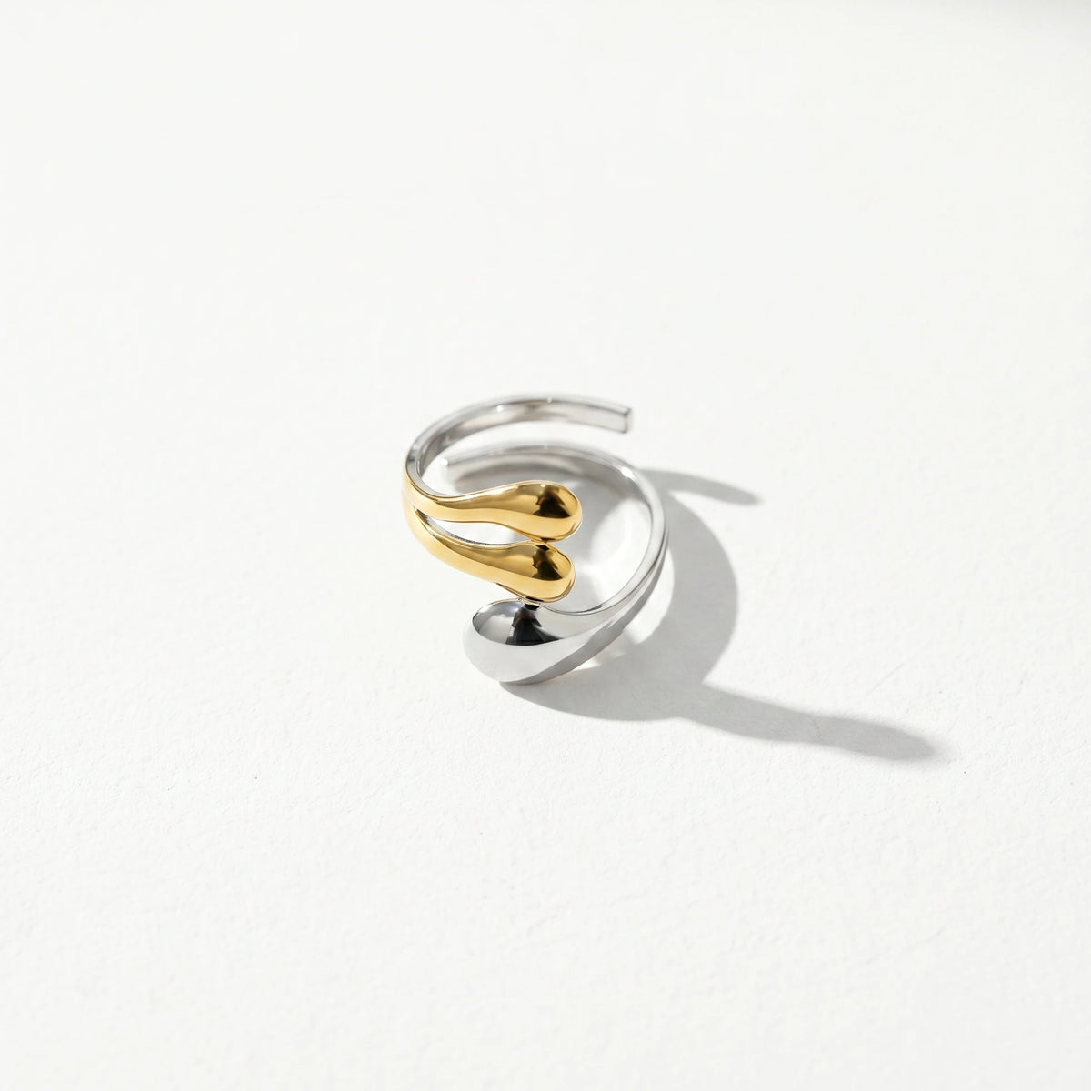 QIAOREN 12998-01 Gold Silver Plated Adjustable Open Stack Ring Set for Women Minimalist Geometric Statement Rings