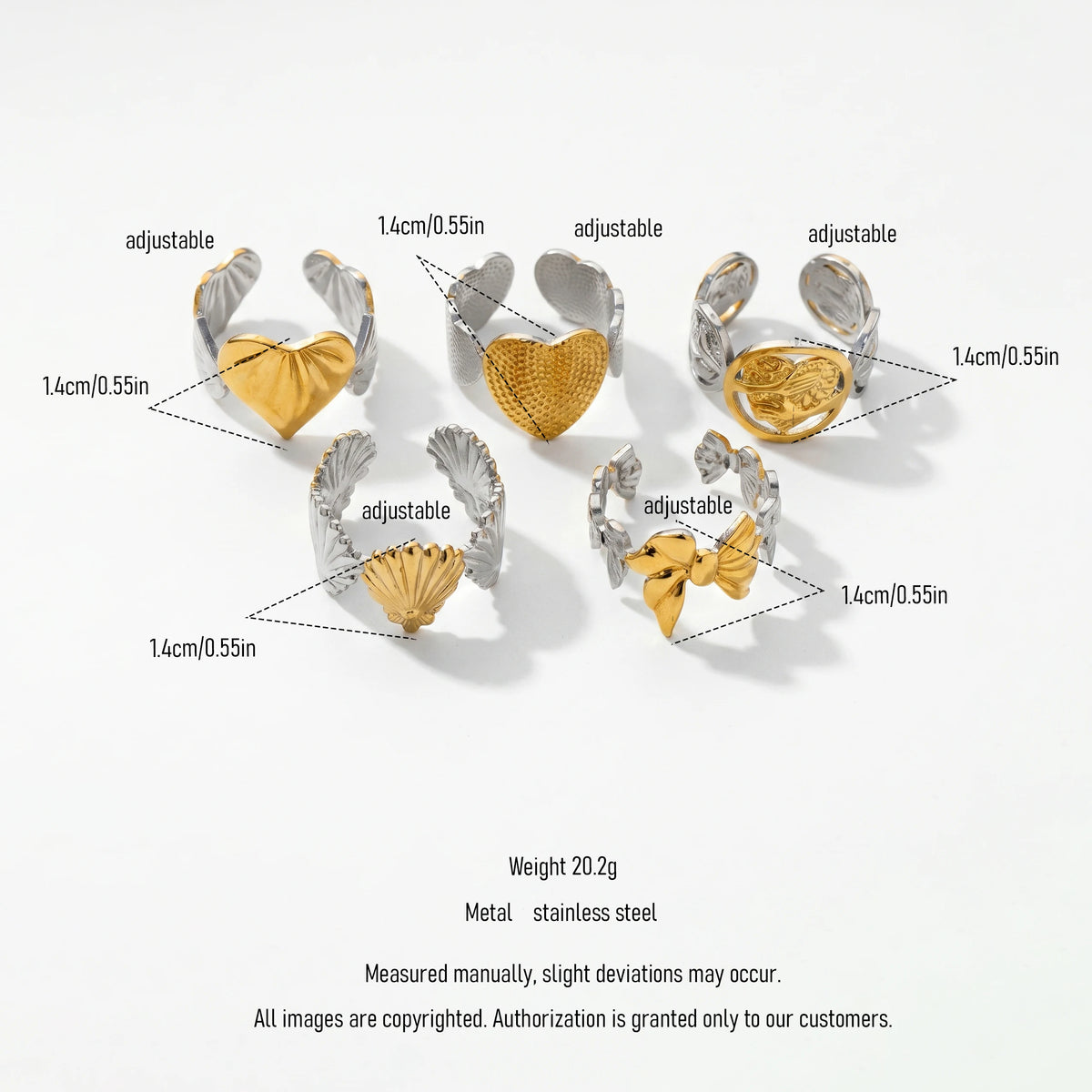 QIAOREN 13026-30 Gold Silver Plated Adjustable Open Stack Ring Set for Women Minimalist Geometric Statement Rings