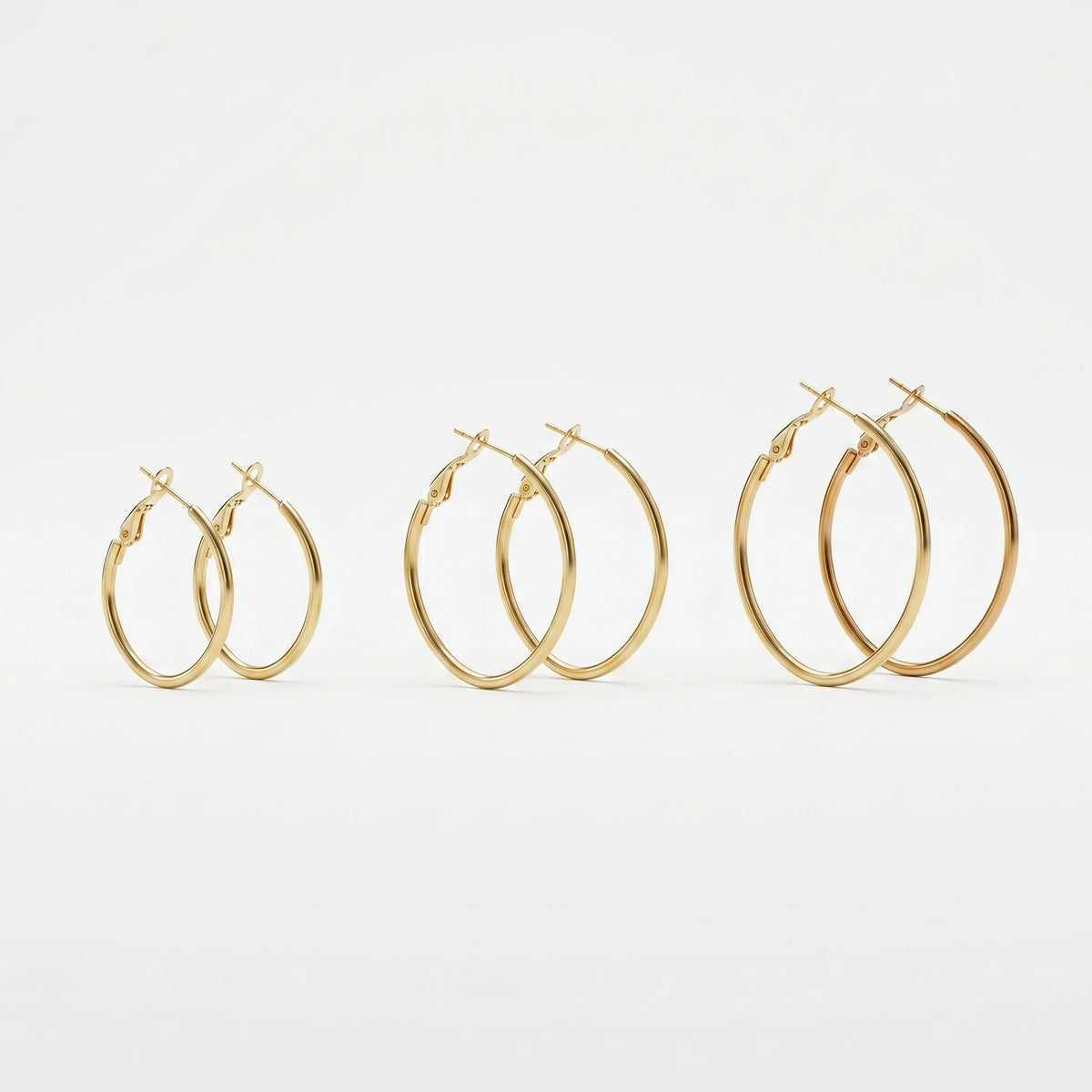 QIAOREN 13209 Gold Plated Thin Hoop Earrings for Women Stainless Steel Lightweight Round Minimalist Fashion Jewelry