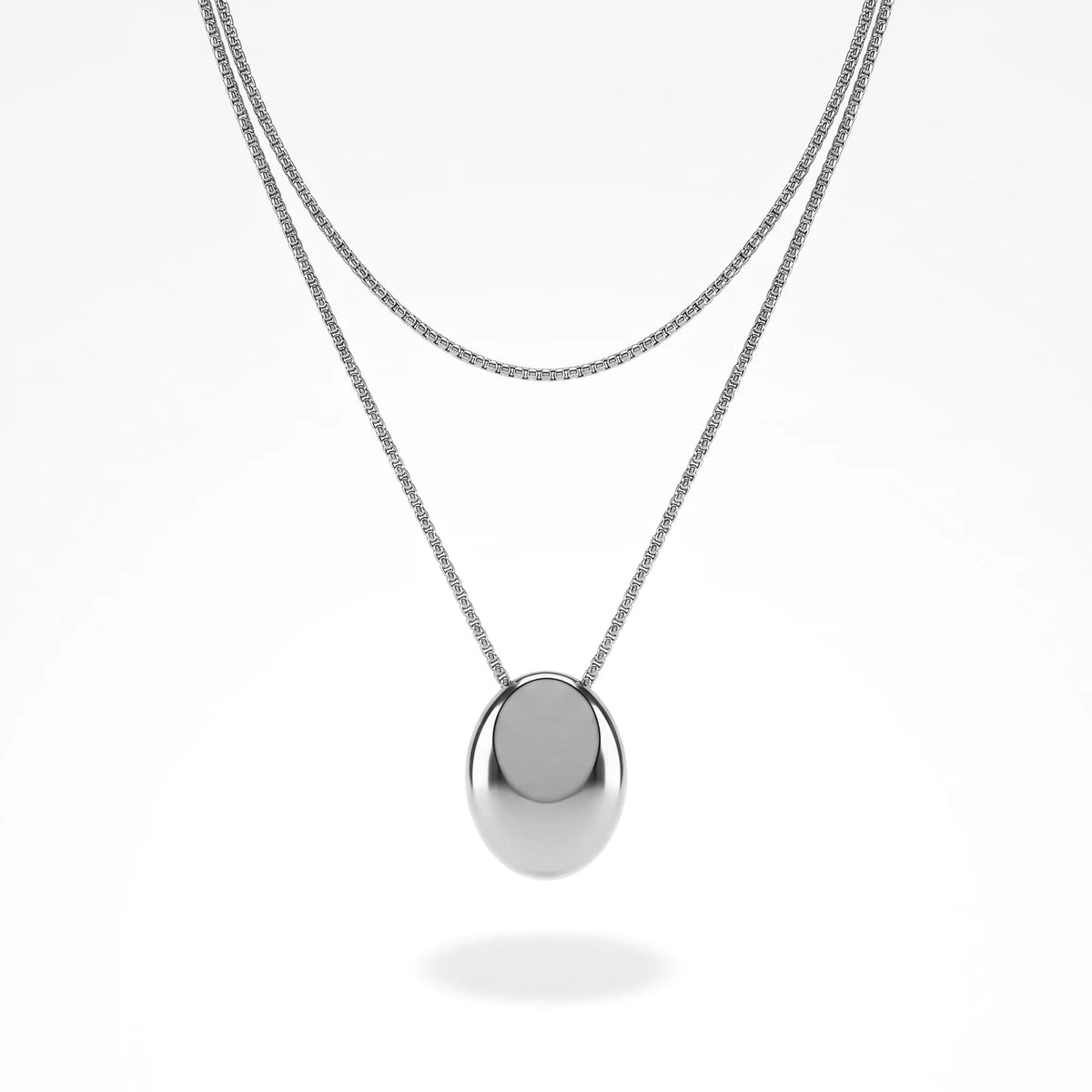 QIAOREN 13993 Beaded Cable Chain Pendant Necklace with Two Textured Fish Charms and Dangling Smooth Round Beads