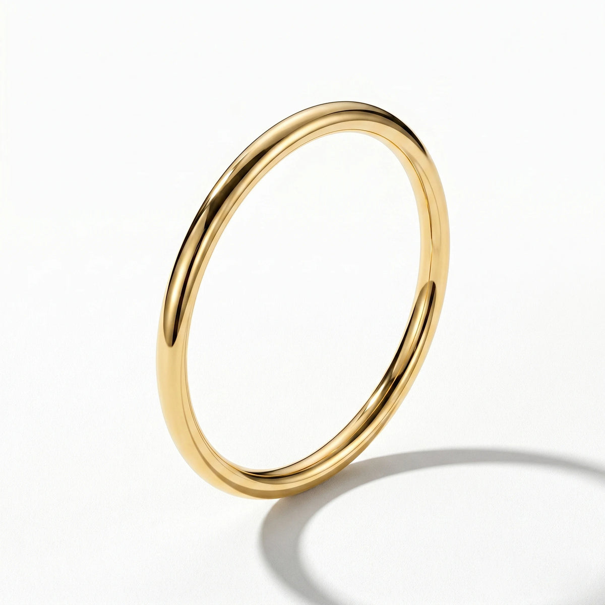 QIAOREN 12782 Stainless Steel Thick Polished Gold Round Bangle Plain Solid Minimal Stack Wrist Bracelet for Women