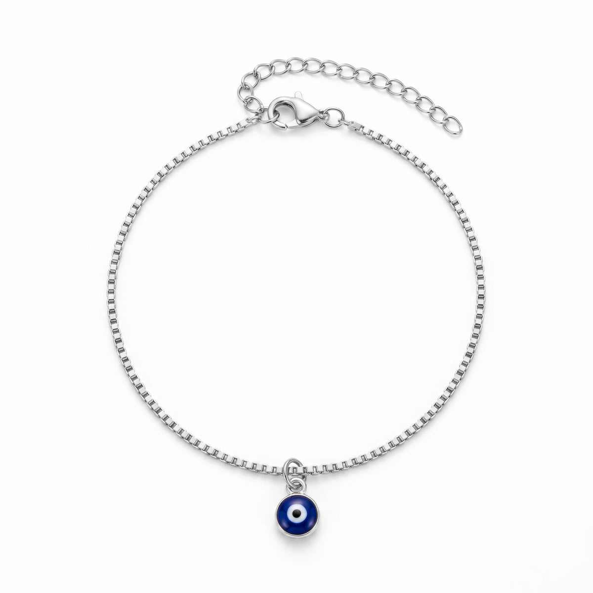 QIAOREN 10727 Waterproof Lucky Eye Charm Trendy Flower Design Stainless Steel 18K Gold Plated Adjustable Stackable Bracelet