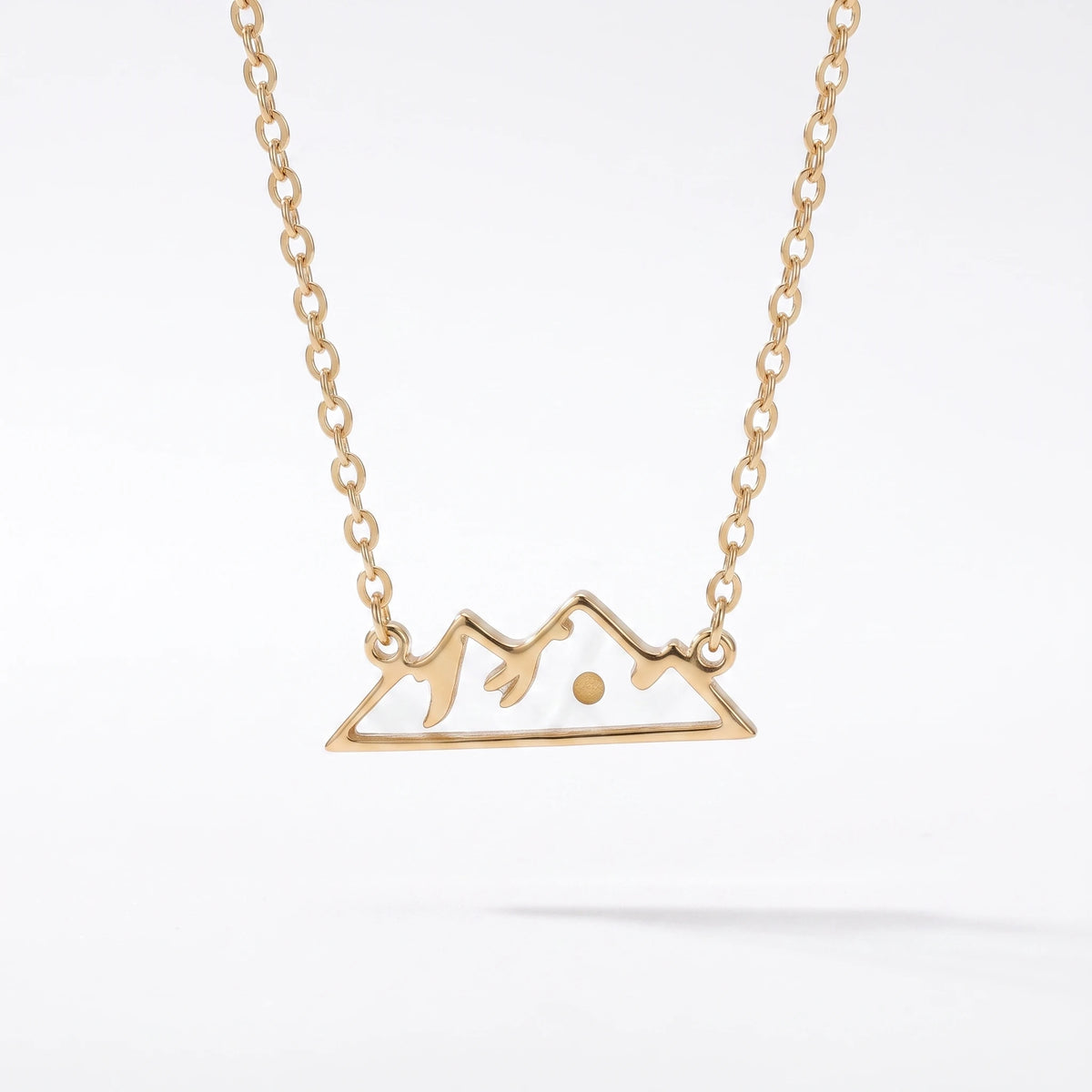 QIAOREN 13418 Stainless Steel Mountain Pendant Necklace Minimalist Nature Inspired Adventure Jewelry for Women