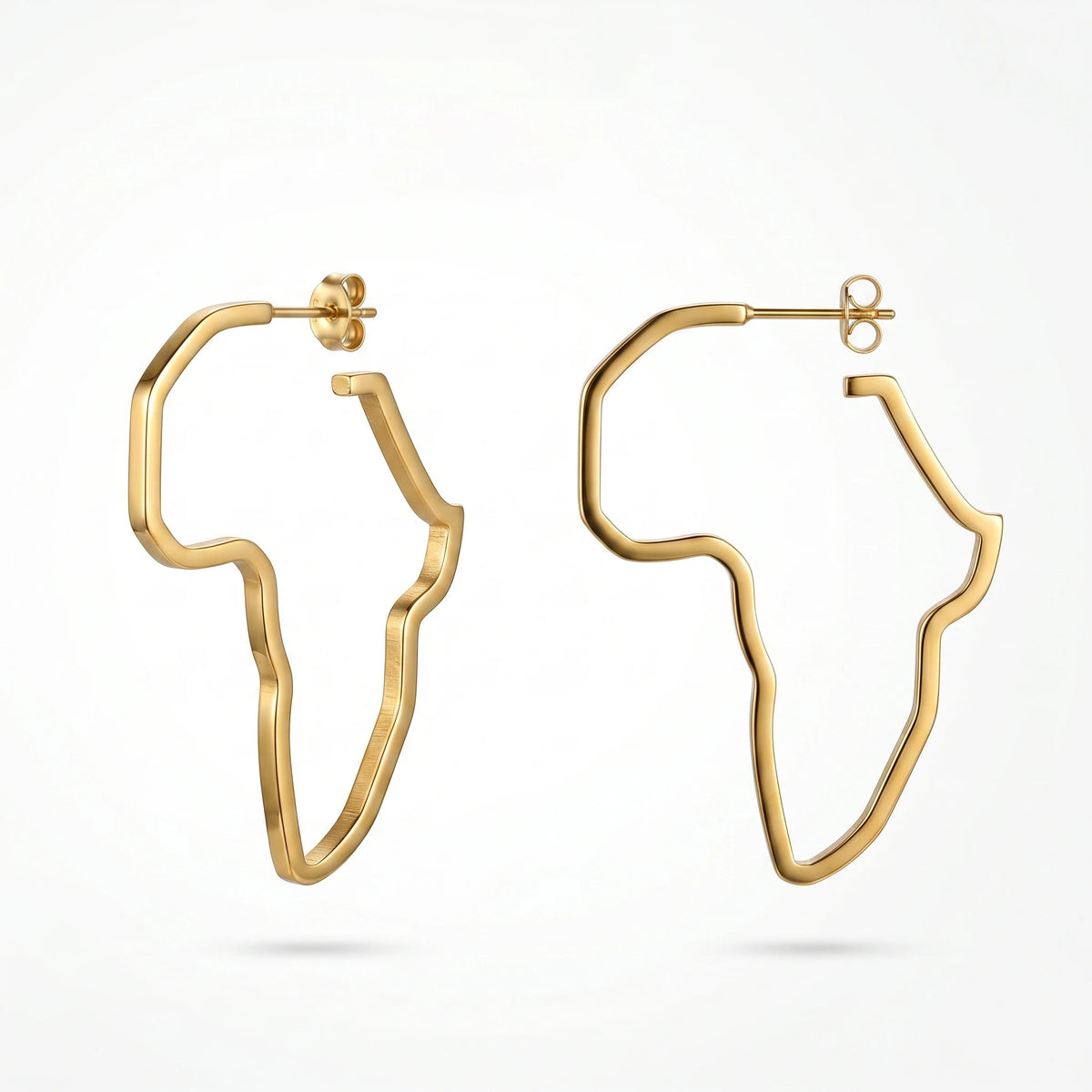 QIAOREN 10971 Ethnic Africa Outline Stud Earrings 18K Gold Plated Stainless Steel Women's Party Jewelry by Qiaoren