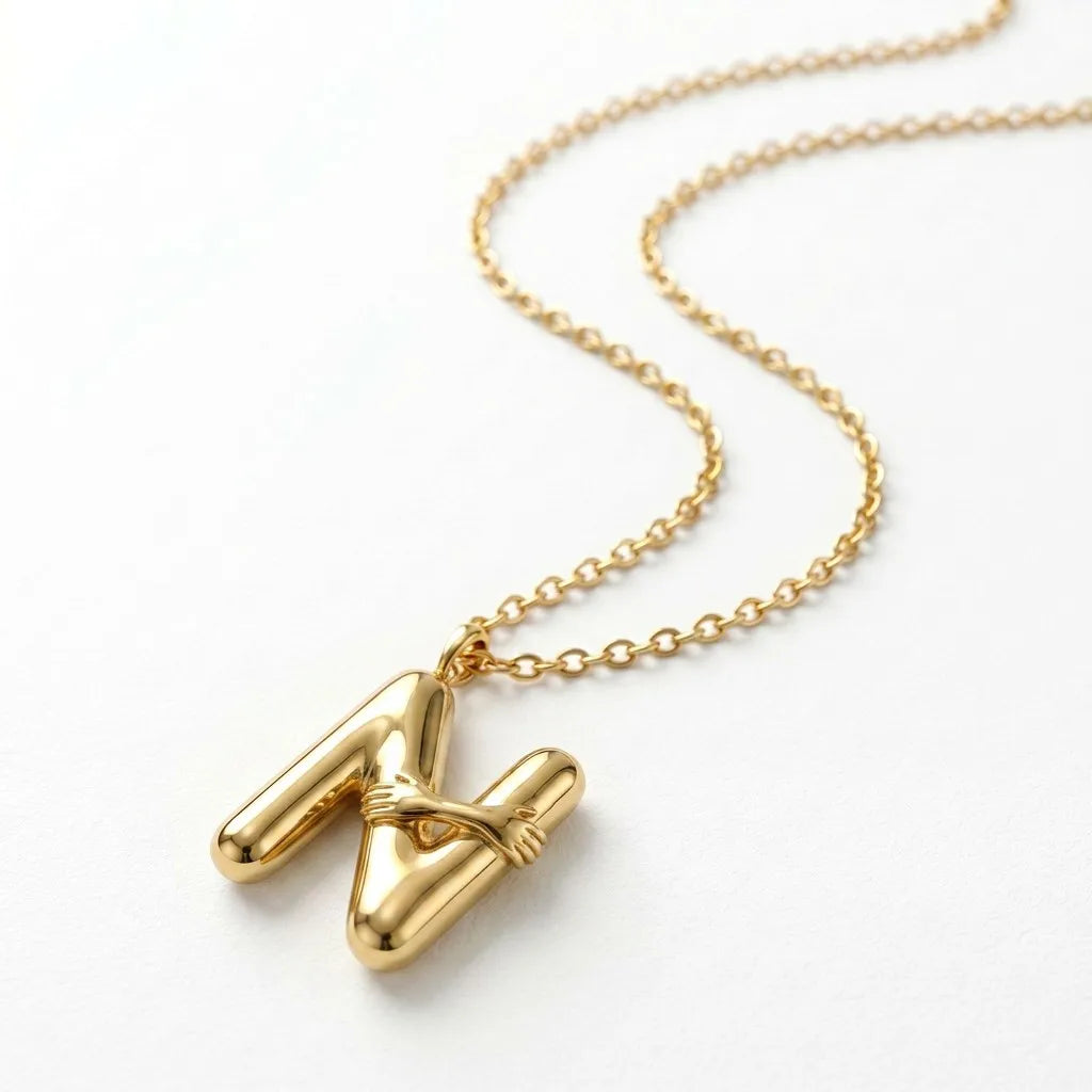 QIAOREN A-Z 26 Letter Initial Necklace Stainless Steel Gold Silver Alphabet Pendant Personalized Name Jewelry Gift for Women
