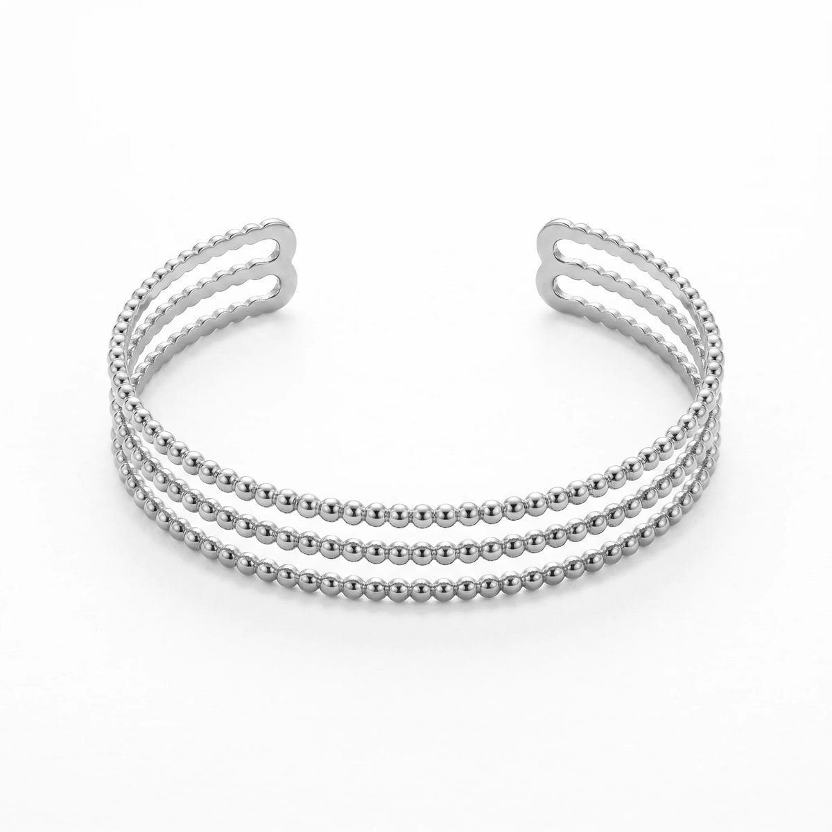 QIAOREN 10997 Modern Minimalist Gold Ball Bead Bracelet Stainless Steel Open Cuff Jewelry for Elegant Women