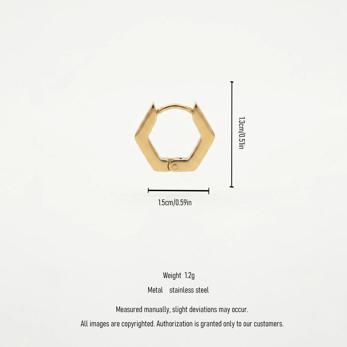 QIAOREN 12577 Dainty Geometric Hexagon Huggie Earrings 316L Stainless Steel No Fade Gold Plated Hoop Jewelry Gift for American