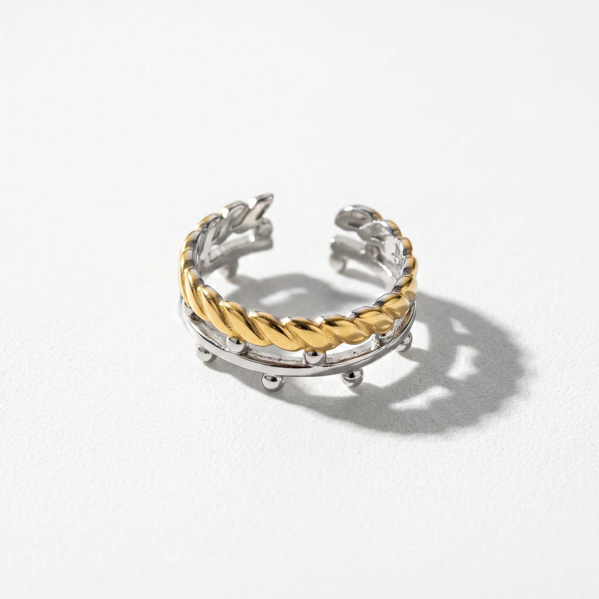 QIAOREN 13031-35 Gold Silver Plated Adjustable Open Stack Ring Set for Women Minimalist Geometric Statement Rings