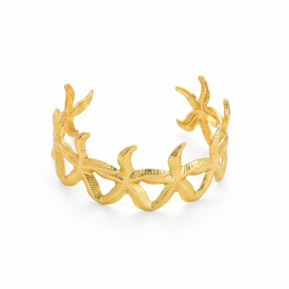 QIAOREN 12710 Boho Irregular Big Small Sculpted Flower Open Gold Bangle Stainless Steel Hollow Stackable Bracelet Wholesale