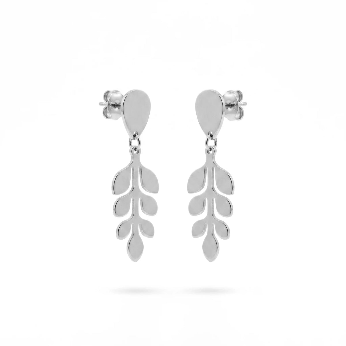 QIAOREN 11868 Elegant Gold Leaf Vine Drop Earrings Stainless Steel Dainty Branch Dangle Earrings Minimalist Nature Jewelry Women