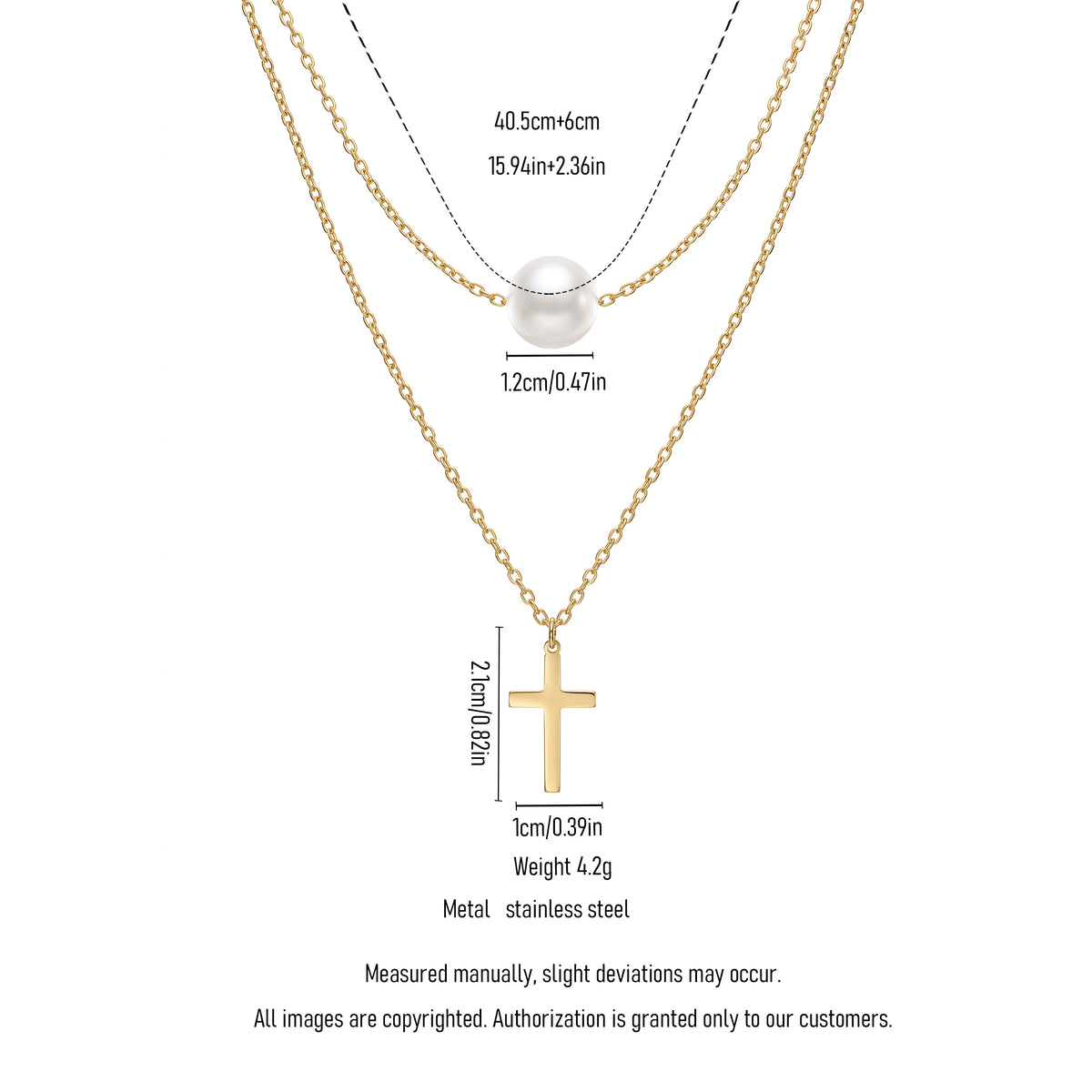 QIAOREN 13804 Oval Link Chain Heart Pendant Necklace with Interlocking Double Circle  & Dangling Single Zircon Drop