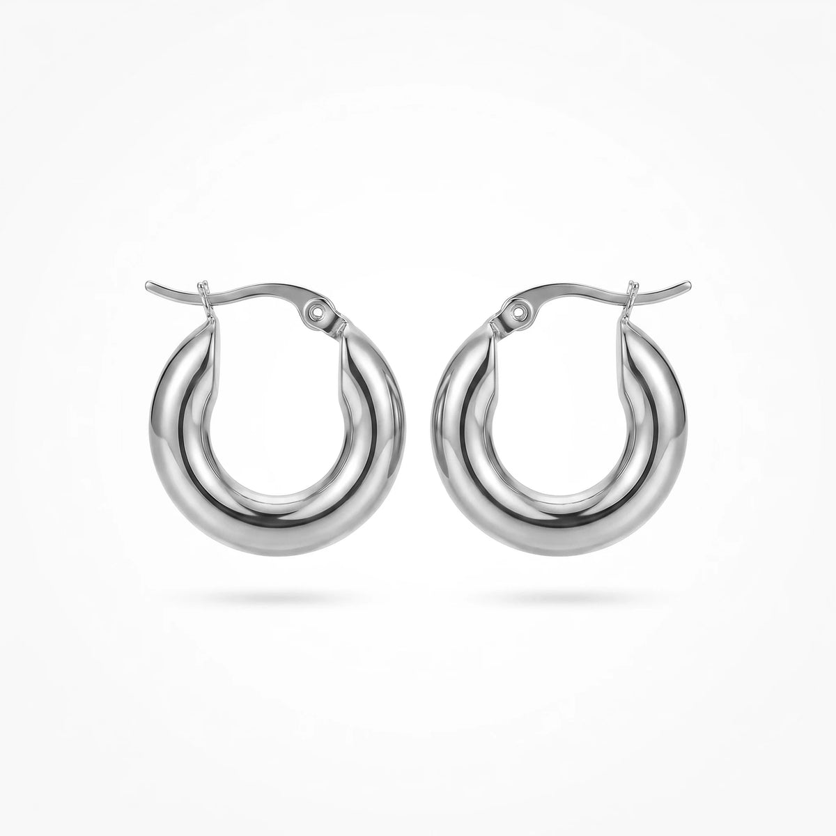 QIAOREN 12412 Waterproof Tarnish Free Chunky Balloon Hoops Gold Stainless Steel Puffy Bellied Teardrop French Clasp Earrings US