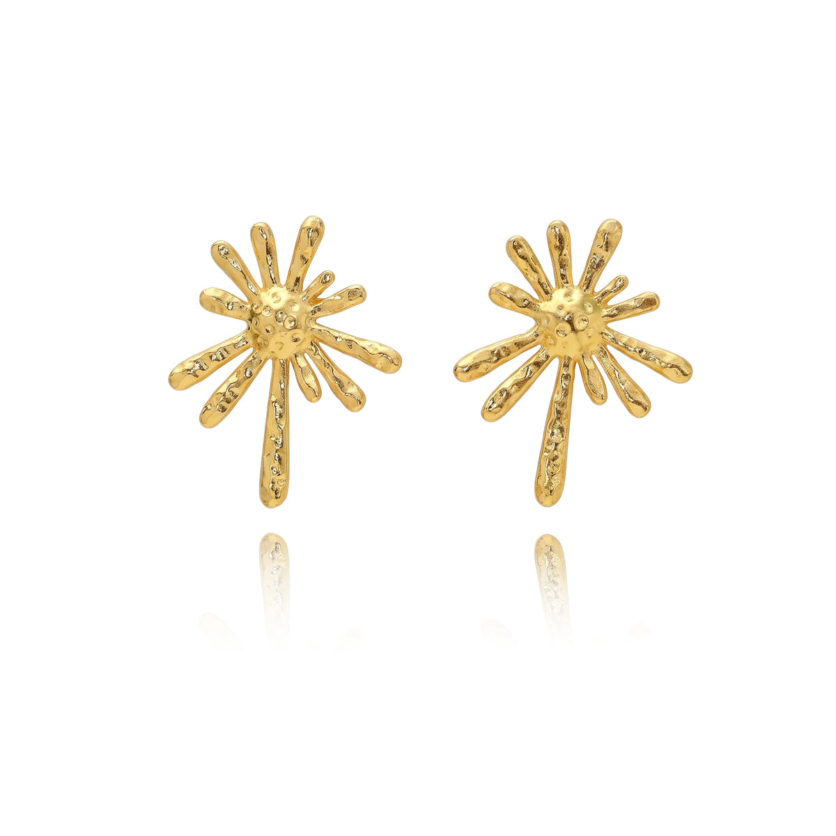 QIAOREN 13274 Gold Tone Irregular Splash Star Stud Earrings Hammered Textured Abstract Radiant Shape Pin Studs Artistic