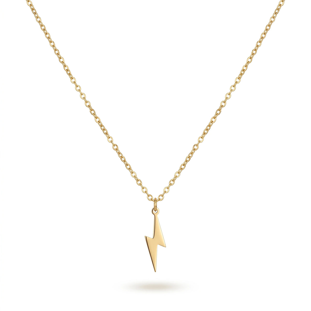 QIAOREN 11341 Dainty Edgy Lightning Bolt Necklace 18K Gold Plated Stainless Steel Casual Streetwear Jewelry