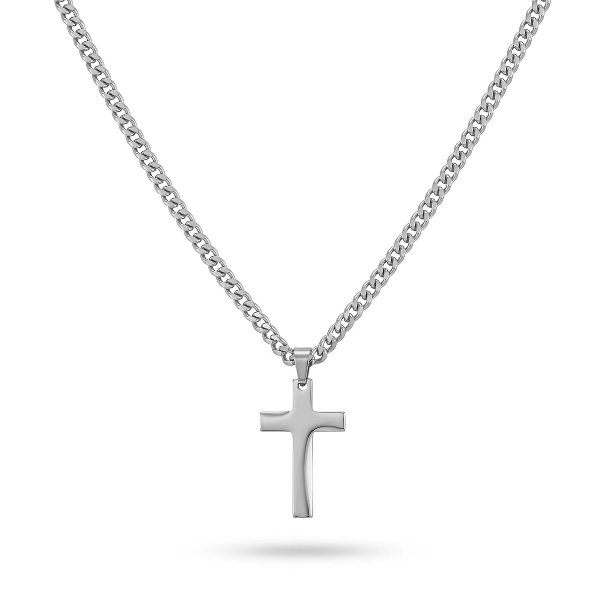 QIAOREN 11361 Tarnish Resistant Waterproof 18K Gold Plated Stainless Steel Thick Cuban Cross Pendant Necklace
