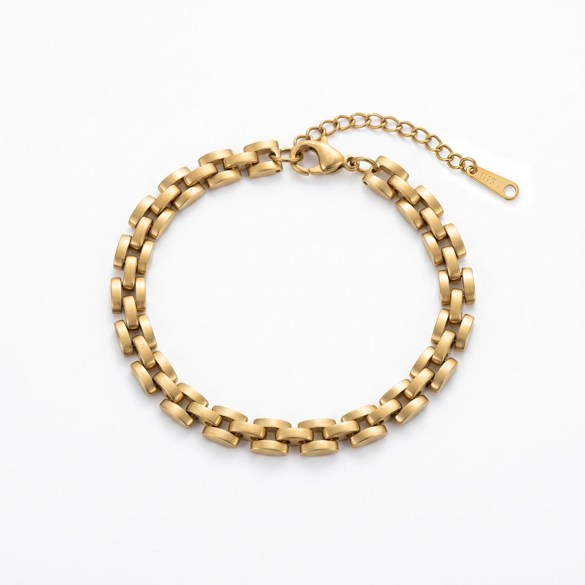 QIAOREN 14001 Stainless Steel Heart Charm Beaded Bracelet Gold Layered Chain Bracelet Adjustable Minimalist Jewelry for Women