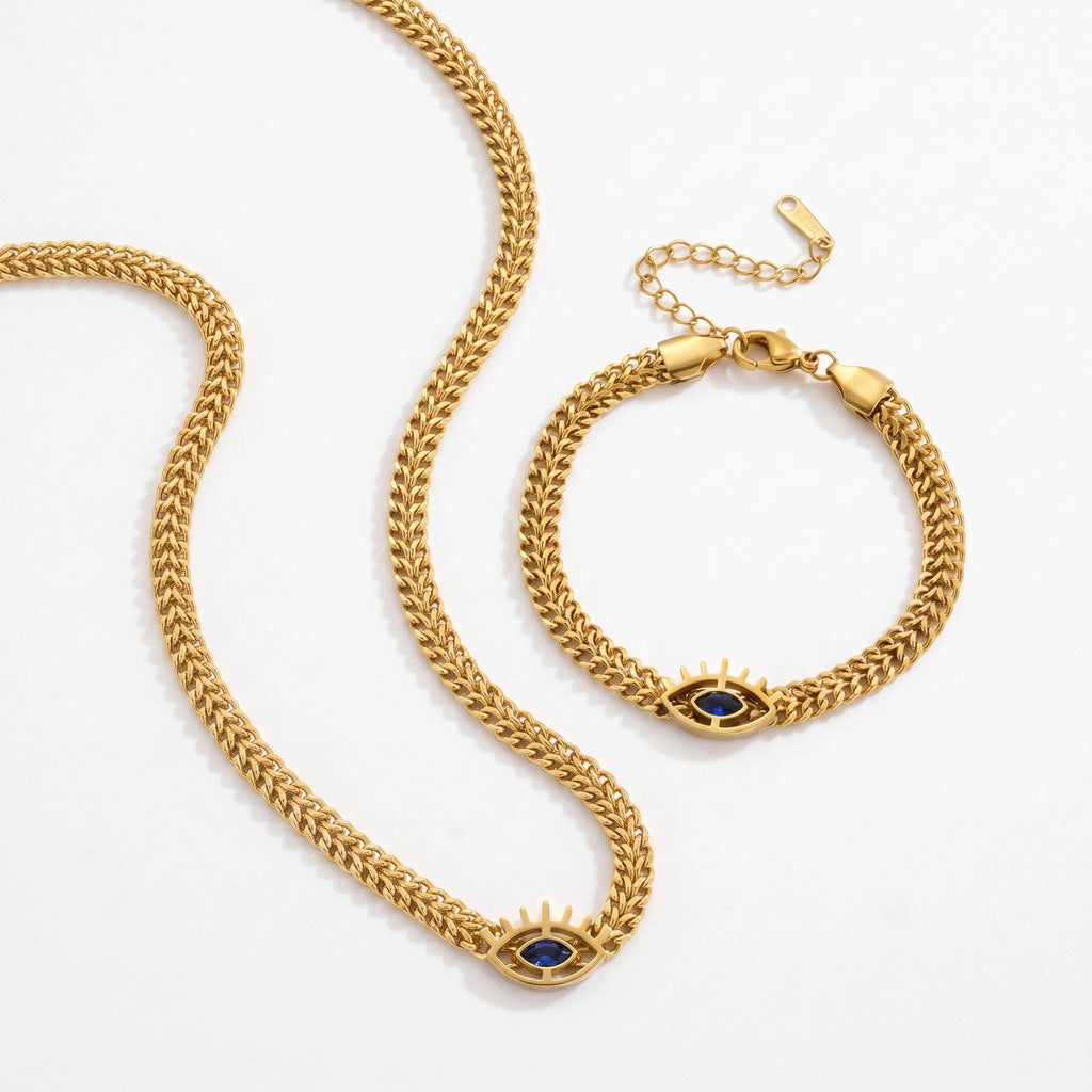 QIAOREN 14002 Matte Gold Link Chain Bracelet with Extension Adjuster, Stainless Steel Minimalist Rectangular Wrist