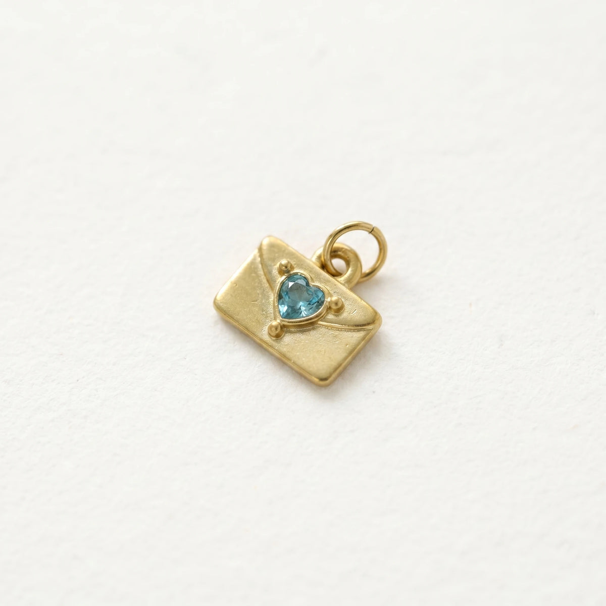QIAOREN 12437-48   12 Birthstone Envelope Drop Earrings, Gold Plated Stainless Steel Love Letter Studs