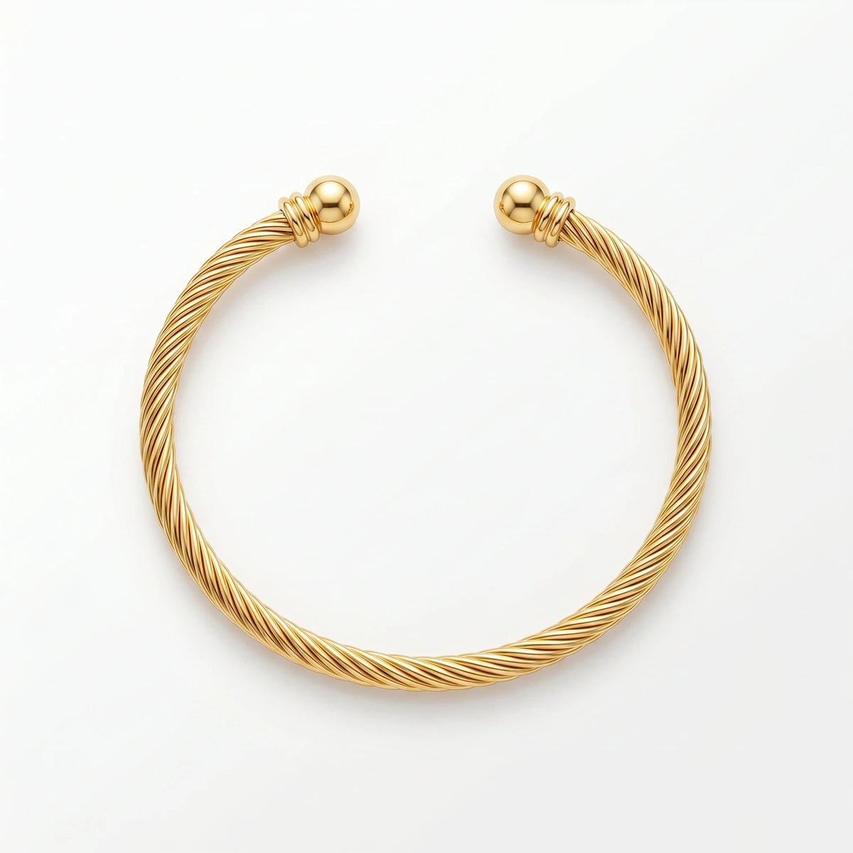 QIAOREN 10723 Trendy Rope Twist Pattern Chain & Link Bracelet 18K Gold Plated Stainless Steel Adjustable Unisex Everyday Staple